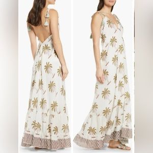 Roller Rabbit Morjim Palm Venezia Cover-Up Maxi Dress Cotton and Silk Blend Sz M